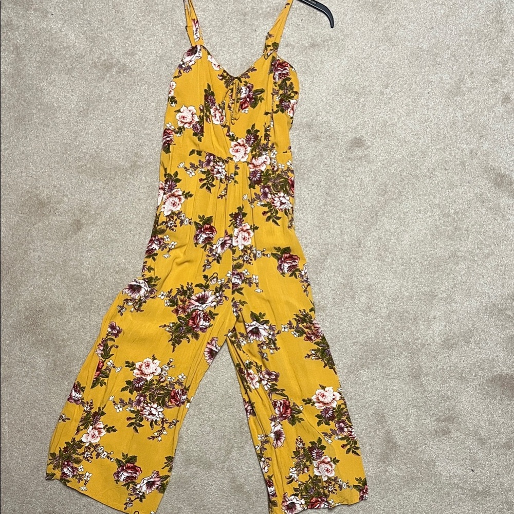 Xhilaration Mustard Floral Jumpsuit